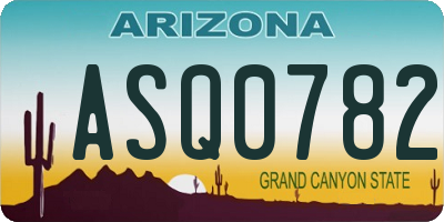 AZ license plate ASQ0782