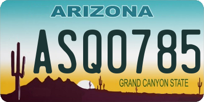 AZ license plate ASQ0785