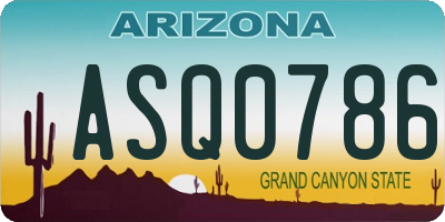 AZ license plate ASQ0786