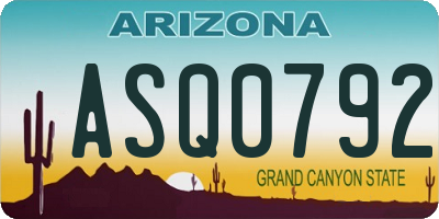 AZ license plate ASQ0792
