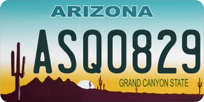 AZ license plate ASQ0829