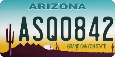 AZ license plate ASQ0842