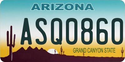 AZ license plate ASQ0860