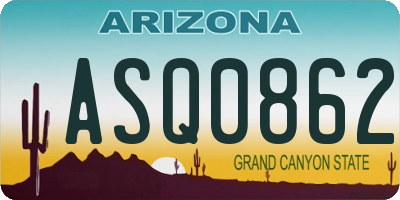 AZ license plate ASQ0862