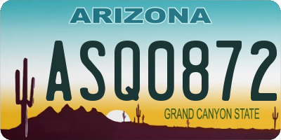 AZ license plate ASQ0872