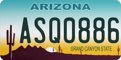 AZ license plate ASQ0886