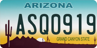 AZ license plate ASQ0919