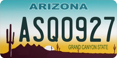 AZ license plate ASQ0927