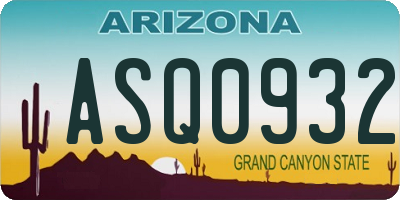 AZ license plate ASQ0932