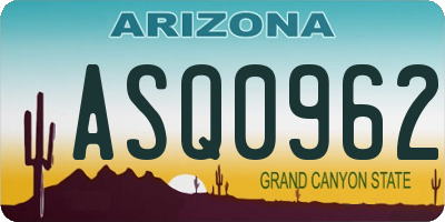 AZ license plate ASQ0962