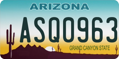 AZ license plate ASQ0963