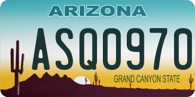 AZ license plate ASQ0970