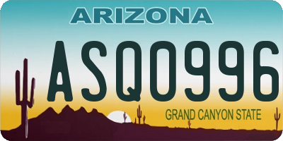AZ license plate ASQ0996