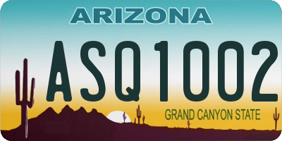AZ license plate ASQ1002