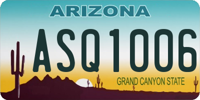 AZ license plate ASQ1006