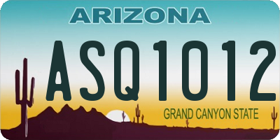 AZ license plate ASQ1012