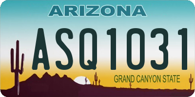AZ license plate ASQ1031
