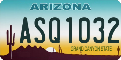AZ license plate ASQ1032