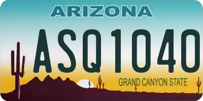 AZ license plate ASQ1040