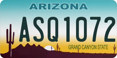 AZ license plate ASQ1072