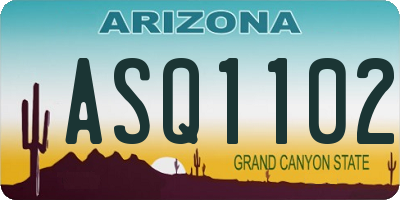 AZ license plate ASQ1102