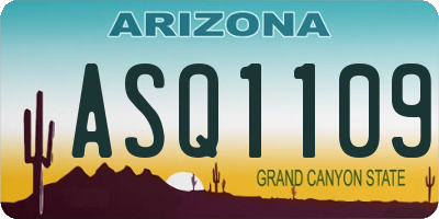 AZ license plate ASQ1109