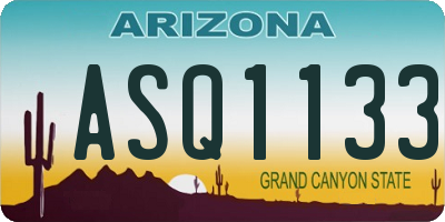AZ license plate ASQ1133