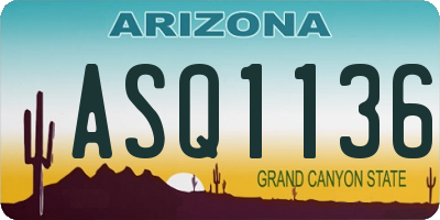 AZ license plate ASQ1136