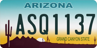 AZ license plate ASQ1137