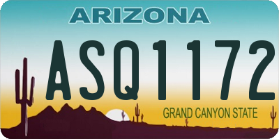 AZ license plate ASQ1172