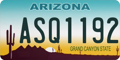 AZ license plate ASQ1192