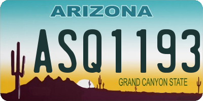 AZ license plate ASQ1193