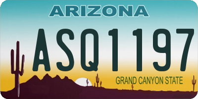 AZ license plate ASQ1197