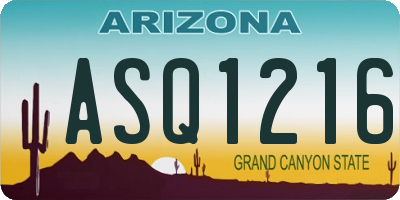 AZ license plate ASQ1216