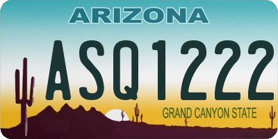 AZ license plate ASQ1222