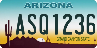 AZ license plate ASQ1236