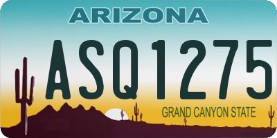 AZ license plate ASQ1275