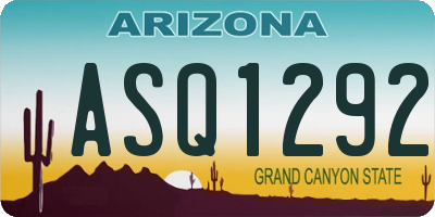 AZ license plate ASQ1292