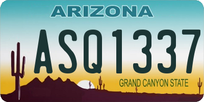 AZ license plate ASQ1337
