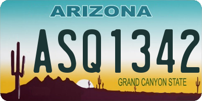 AZ license plate ASQ1342