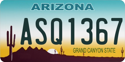 AZ license plate ASQ1367