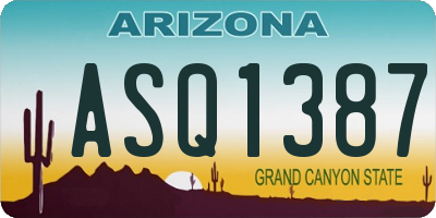 AZ license plate ASQ1387