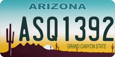 AZ license plate ASQ1392