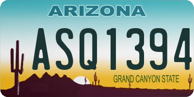 AZ license plate ASQ1394