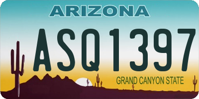 AZ license plate ASQ1397