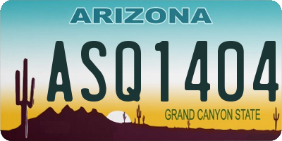 AZ license plate ASQ1404
