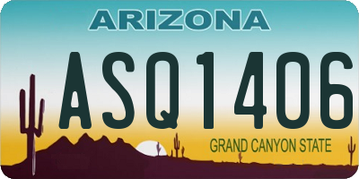 AZ license plate ASQ1406