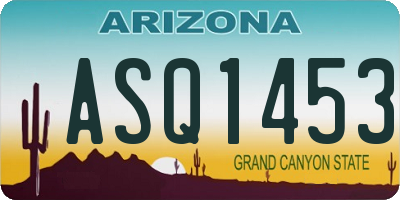 AZ license plate ASQ1453