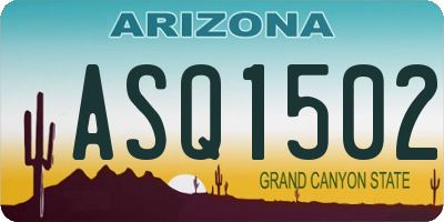 AZ license plate ASQ1502