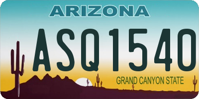 AZ license plate ASQ1540